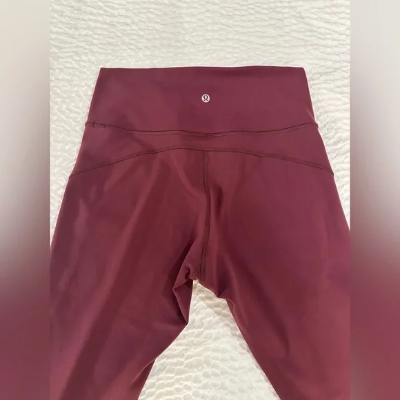 Lululemon In Movement Burgundy Crop Everlux Redwood Leggings 10 - Picture 7 of 9